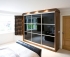 Sliders with Black Glass & Tobacco Walnut Cabinets